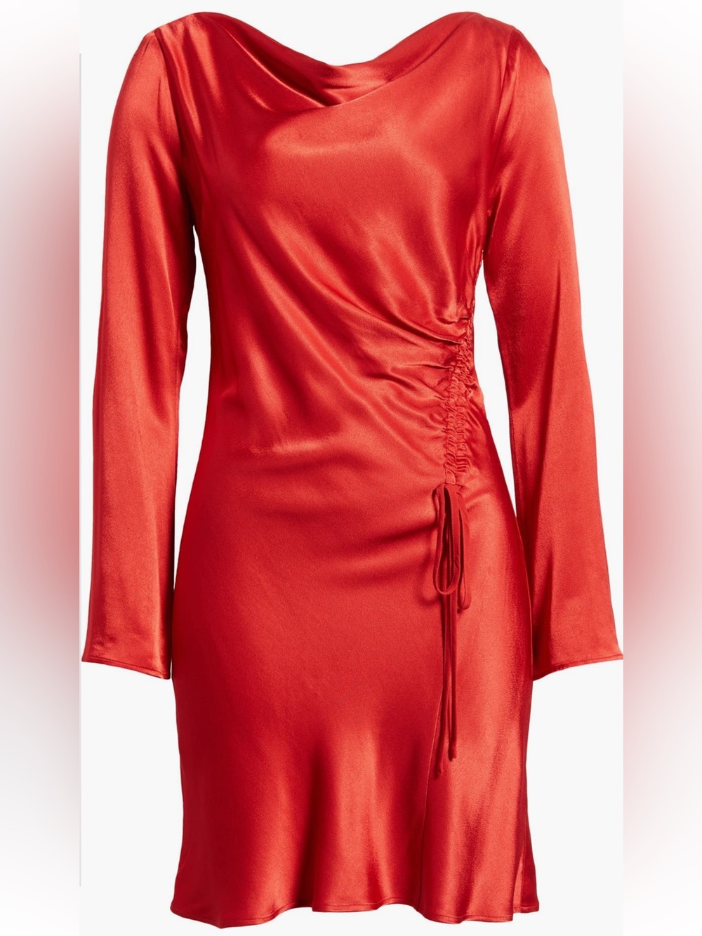 Rails Red Alessandra Long Sleeve Ruched Satin Dress NWT - Picture 5 of 5